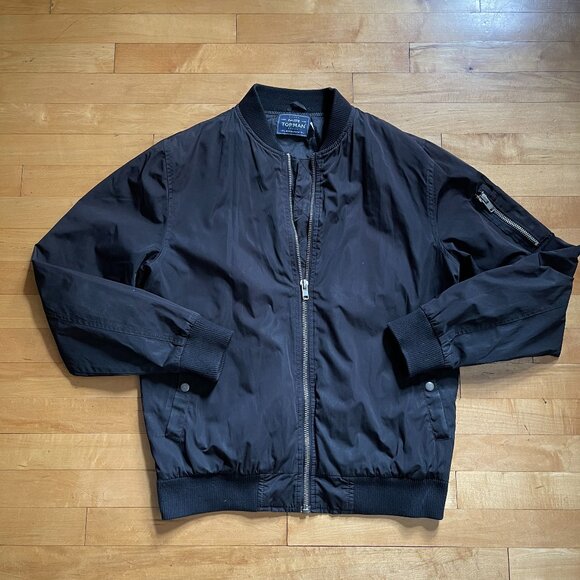 Men's Topman Large Black Bomber Jacket - Picture 1 of 3